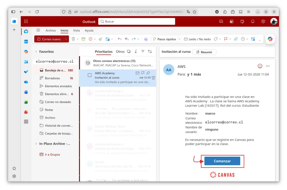 Invitación para unirse a curso