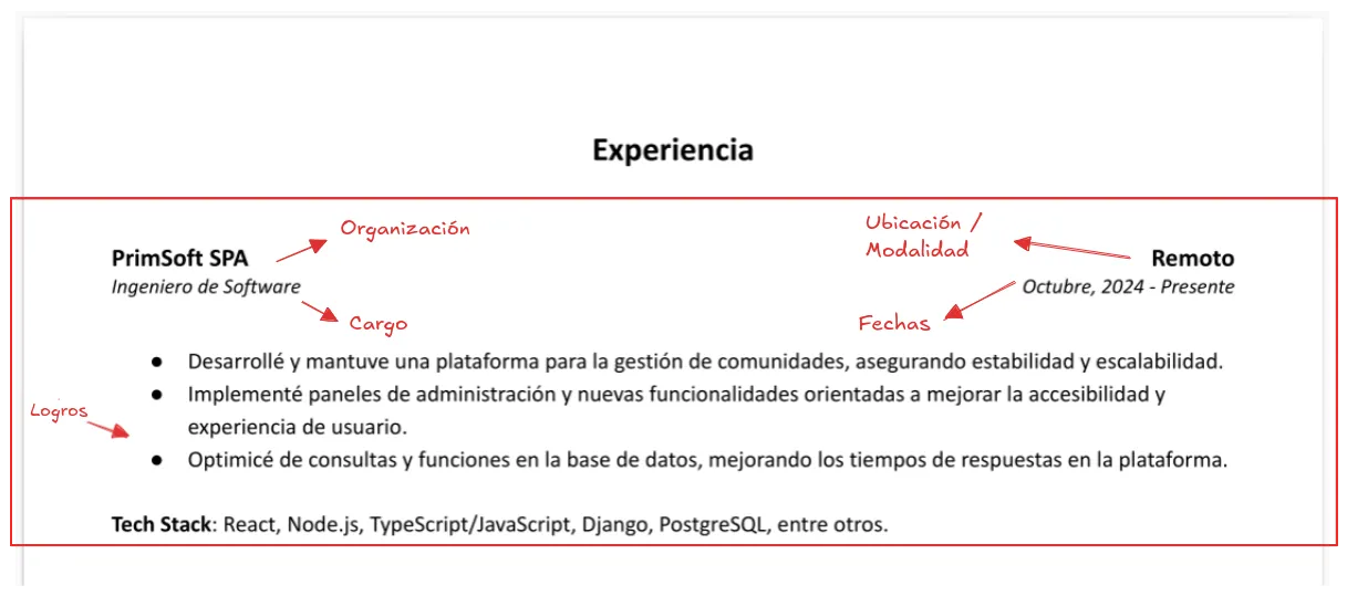 Experiencia estructura