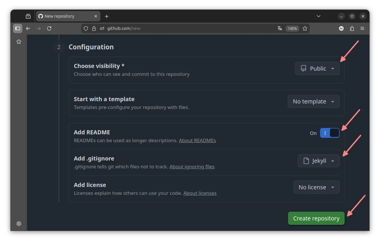 Configuración repositorio