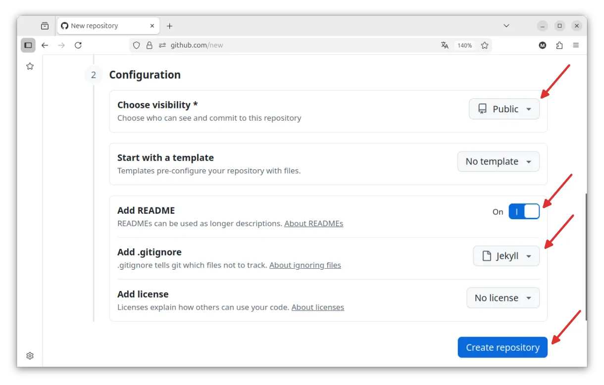 Configuración repositorio