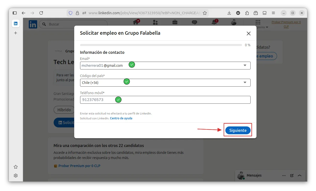 Revisar información de contacto