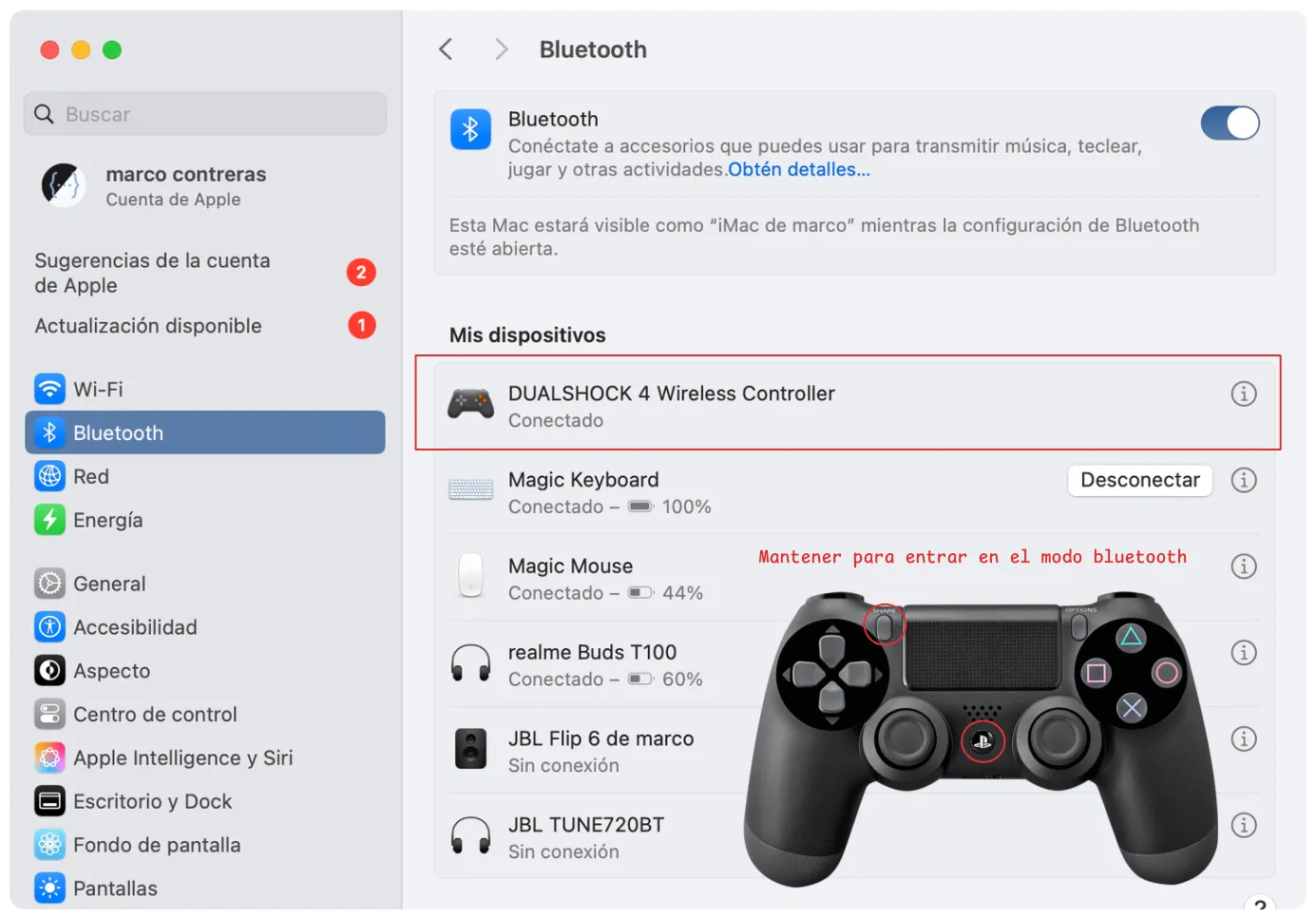 Conectar mando de PS4