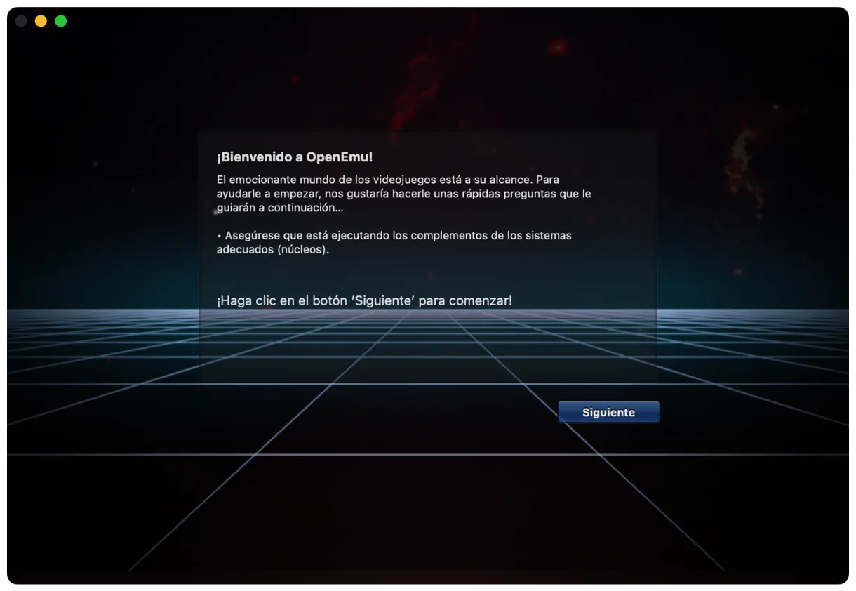 Pantalla de bienvenida