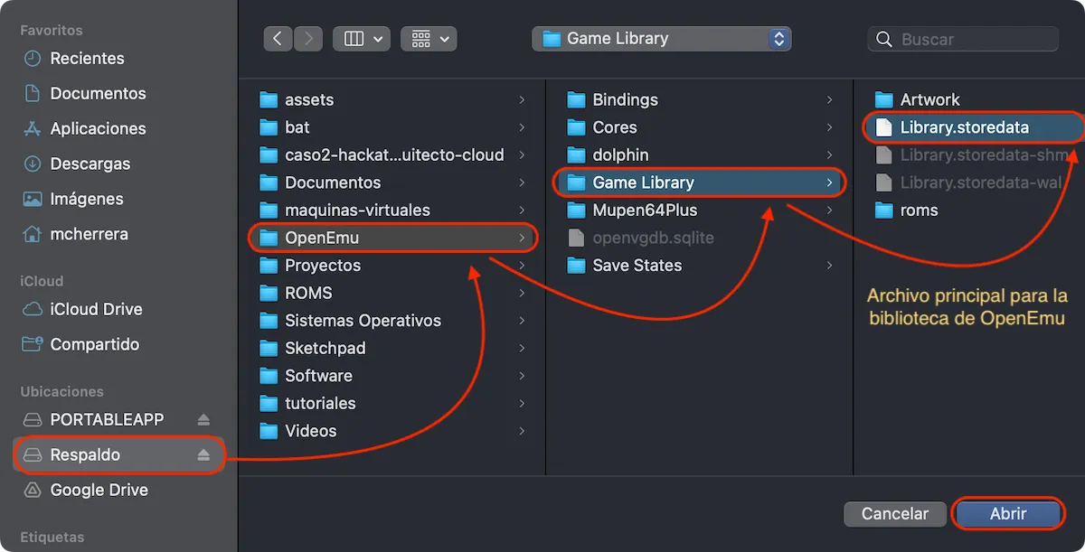 Seleccionar el archivo para actualizar la información de la biblioteca