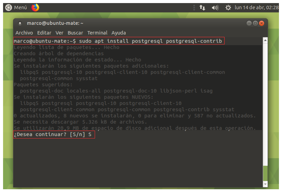 Instalar la versión por defecto