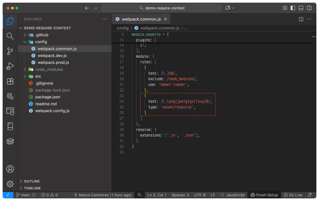 configuración de asset module