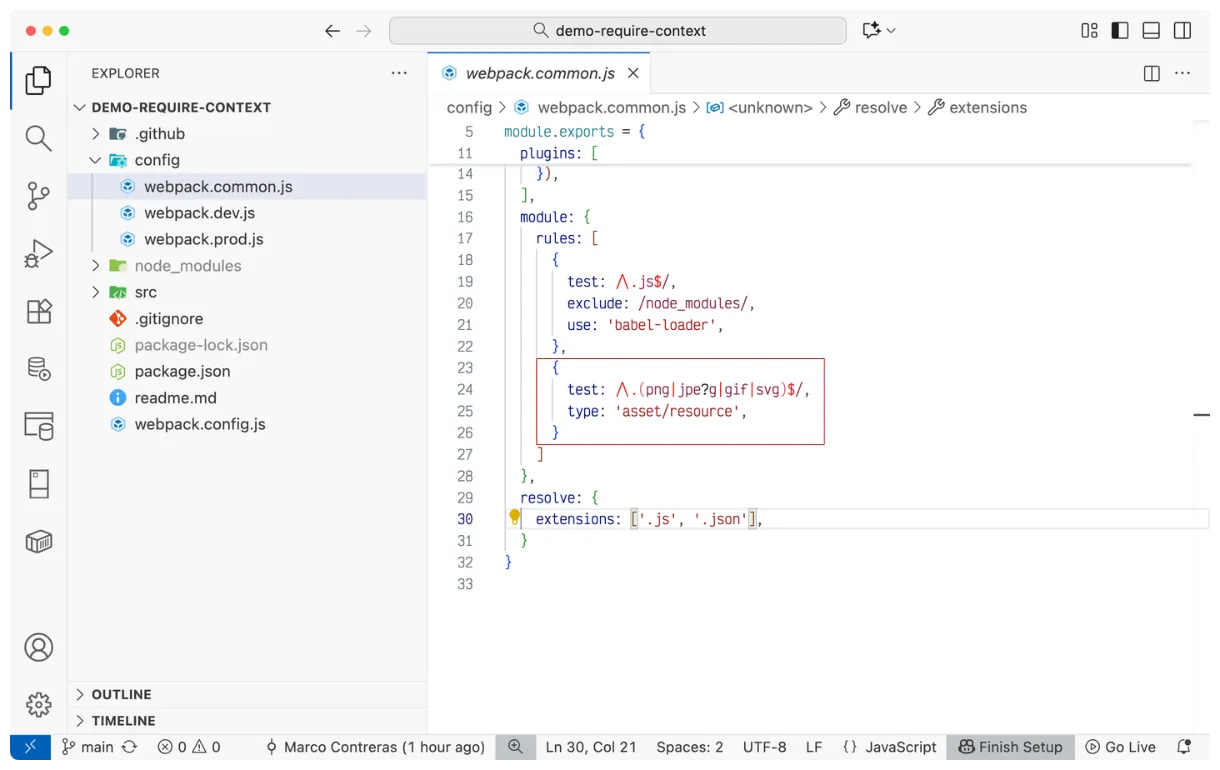 configuración de asset module